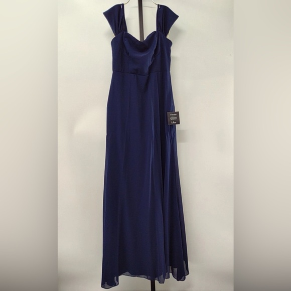 Lulus Magical Magnetism Navy Blue Off-the-Shoulder Maxi Dress M NWT - Picture 4 of 8